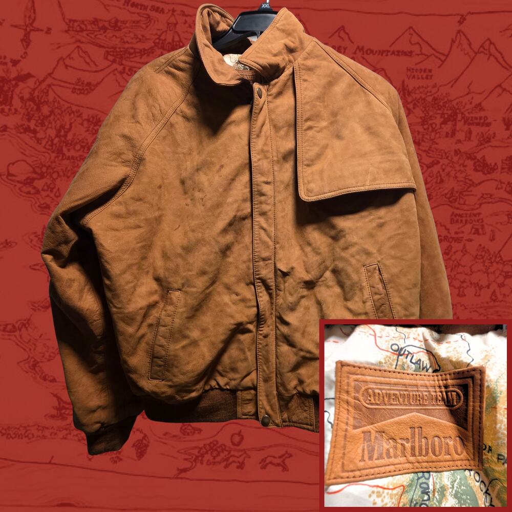 Vintage 90s Marlboro Adventure Team Suede Leather Jacket